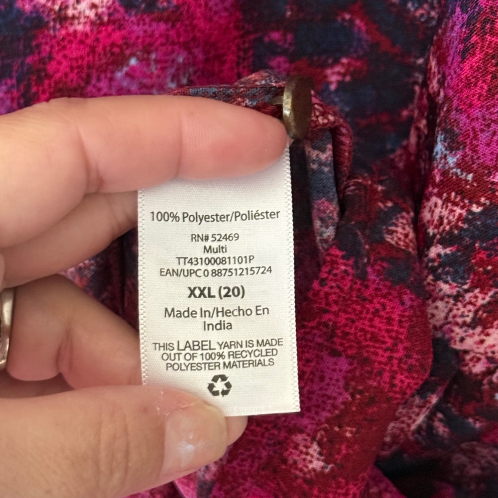 Time and Tru Vibrant Floral Long Sleeve tiered Dress size XXL(20) - Picture 9 of 9